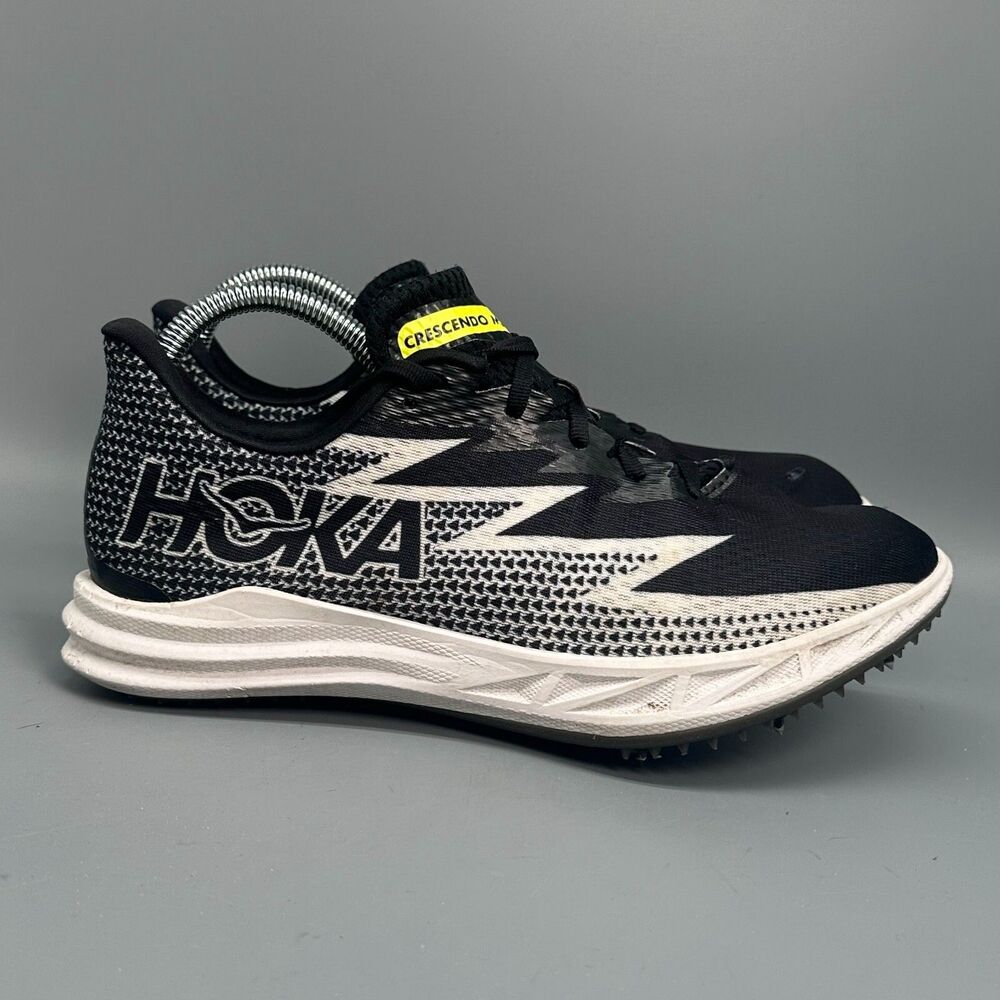 Hoka One One Crescendo MD Spikes Women's 10 Black White Running Sneakers Low Top